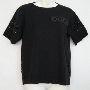 Marc Jacobs XS Cabochon Knitted Sweater Embroidery Italy Wool Silk Short Sleeve